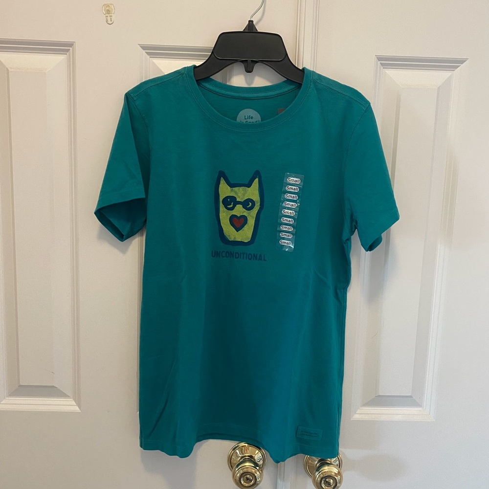 NWT teal Life is Good t-shirt, small